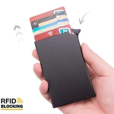 Thẻ RFID Ngoài Trời Ví chống trộm nhôm hợp kim, hộp tự động bật lên, bảo vệ thẻ ID nam nữ 4