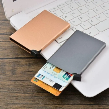 Thẻ RFID Ngoài Trời Ví chống trộm nhôm hợp kim, hộp tự động bật lên, bảo vệ thẻ ID nam nữ 8