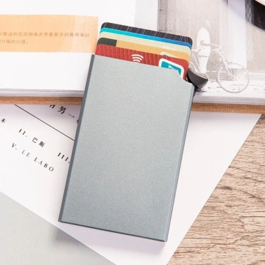 Thẻ RFID Ngoài Trời Ví chống trộm nhôm hợp kim, hộp tự động bật lên, bảo vệ thẻ ID nam nữ 10