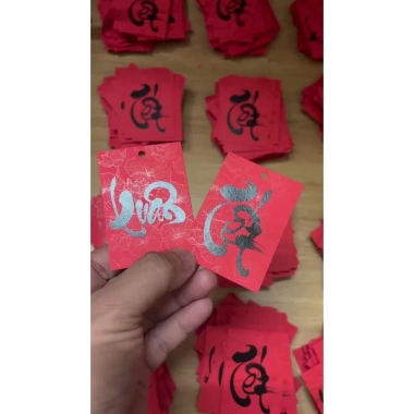 Thẻ thư pháp 5x7cm kèm dây treo cây mai đào - Trang trí Tết, giá ưu đãi 59.999đ 7