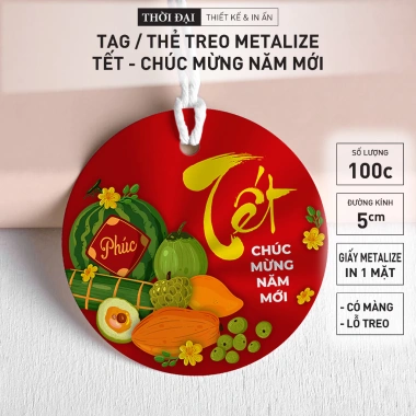Thẻ treo Metalize 5cm Trang trí Tết Mâm Ngũ Quả Tròn Đỏ Lấp Lánh 49.000 VND