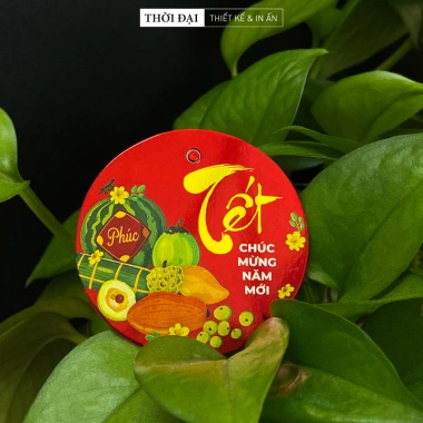 Thẻ treo Metalize 5cm Trang trí Tết Mâm Ngũ Quả Tròn Đỏ Lấp Lánh 49.000 VND
