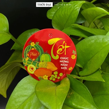 Thẻ treo Metalize 5cm Trang trí Tết Mâm Ngũ Quả Tròn Đỏ Lấp Lánh 49.000 VND