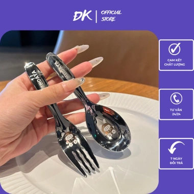 Thìa Ăn Dặm Bé - Bộ Thìa Dĩa Inox 304 Kèm Hộp Đựng, FREESHIP, 63.700 VND
