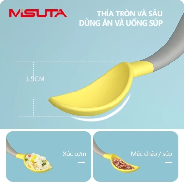 Thìa ăn dặm bẻ cong MISUTA cao cấp 2 chi tiết cho bé tập ăn Uni Baby giá 40.000 VND 7