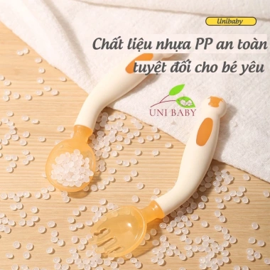 Thìa bẻ cong 360 độ cho bé ăn dặm, set 1 thìa 1 nĩa hộp cao cấp Unibaby, giá 50.000 VND 2