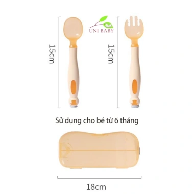 Thìa bẻ cong 360 độ cho bé ăn dặm, set 1 thìa 1 nĩa hộp cao cấp Unibaby, giá 50.000 VND 3