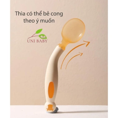 Thìa bẻ cong 360 độ cho bé ăn dặm, set 1 thìa 1 nĩa hộp cao cấp Unibaby, giá 50.000 VND 6