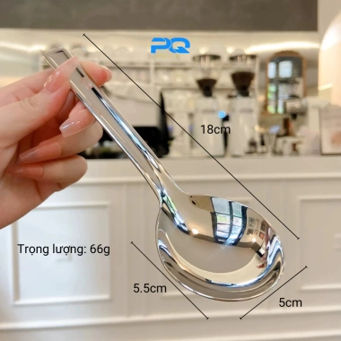 Thìa inox 18/10 O88 muỗng ăn phở bún, cán dài cao cấp, giảm giá 52.000đ 2
