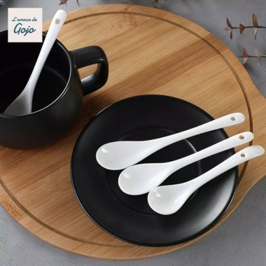 Thìa Khuấy GOJO Tay Cầm Dài Mini Màu Trắng - Flatware Gốm Thìa Trà Cà Phê Giá 36.080 VND