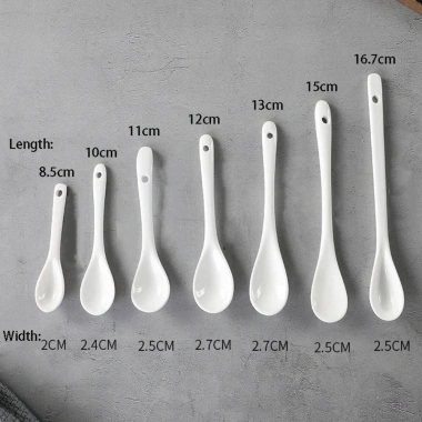 Thìa Khuấy GOJO Tay Cầm Dài Mini Màu Trắng - Flatware Gốm Thìa Trà Cà Phê Giá 36.080 VND
