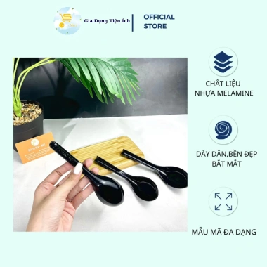 Thìa Súp, Thìa Phíp, Muỗng Cơm Đen Fataco No17 Melamine Dày Dặn - 12.000 VND
