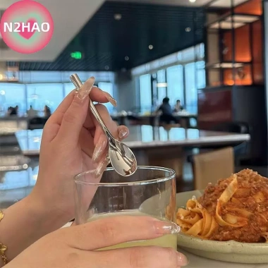 Thìa tròn nhỏ thép không gỉ N2HAO - trộn cà phê, mật ong, gia vị, kem, tráng miệng, dễ vệ sinh cho gia đình 4