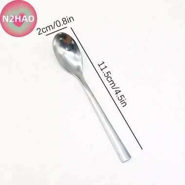 Thìa tròn nhỏ thép không gỉ N2HAO - trộn cà phê, mật ong, gia vị, kem, tráng miệng, dễ vệ sinh cho gia đình 5