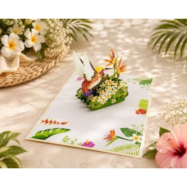 Thiệp 3D Chim Ruồi & Hoa Thiên Điểu Pop Up Handmade Độc Đáo - Giá chỉ 89.000đ