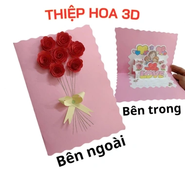 Thiệp 3D hoa nổi 14/2 8/3 20/10 20/11 - thiệp sinh nhật handmade giảm giá 35.000đ