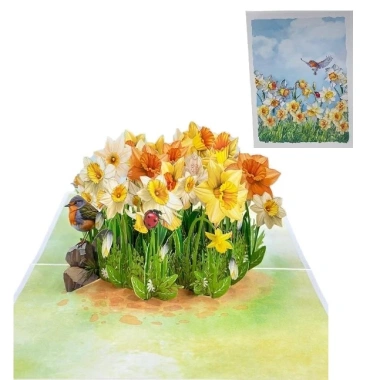 Thiệp 3D Hoa Thủy Tiên & Chim Pop Up Handmade Sang Trọng F56 - Giá 95.000đ