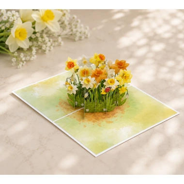 Thiệp 3D Hoa Thủy Tiên & Chim Pop Up Handmade Sang Trọng F56 - Giá 95.000đ