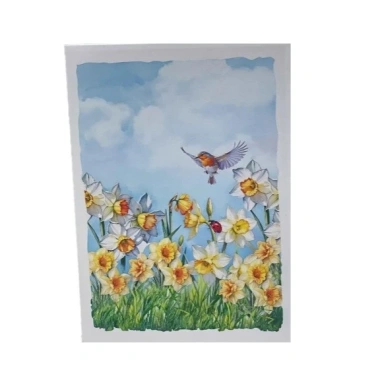 Thiệp 3D Hoa Thủy Tiên & Chim Pop Up Handmade Sang Trọng F56 - Giá 95.000đ