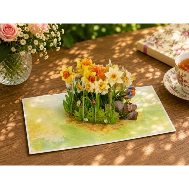Thiệp 3D Hoa Thủy Tiên & Chim Pop Up Handmade Sang Trọng F56 - Giá 95.000đ