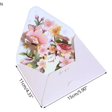 Thiệp 3D Lãng Mạn NS Mới Hoa Sinh Nhật & Giáng Sinh - Bật Lên, Chúc Mừng, Trang Trí Tiệc Cưới, Quà Tặng Cô Gái 5