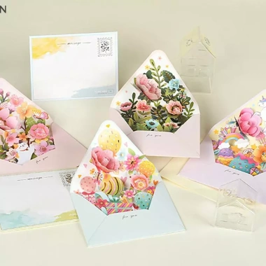 Thiệp 3D Lãng Mạn NS Mới Hoa Sinh Nhật & Giáng Sinh - Bật Lên, Chúc Mừng, Trang Trí Tiệc Cưới, Quà Tặng Cô Gái 6