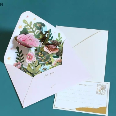 Thiệp 3D Lãng Mạn NS Mới Hoa Sinh Nhật & Giáng Sinh - Bật Lên, Chúc Mừng, Trang Trí Tiệc Cưới, Quà Tặng Cô Gái 10