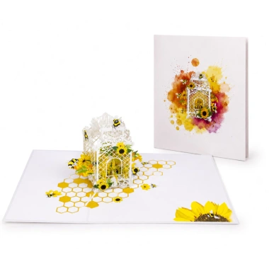 Thiệp 3D Tổ Ong & Hoa Hướng Dương Pop Up Card Độc Đáo A07 - Giá 99.000₫