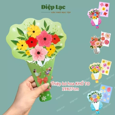 Thiệp bó hoa sáng tạo KHỔ TO 19x27cm - Ngày 20/11, 8/3, 14/2, 20/10, Ngày Nhà Giáo - Giá 40.860 VND