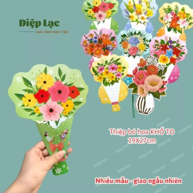 Thiệp bó hoa sáng tạo KHỔ TO 19x27cm - Ngày 20/11, 8/3, 14/2, 20/10, Ngày Nhà Giáo - Giá 40.860 VND