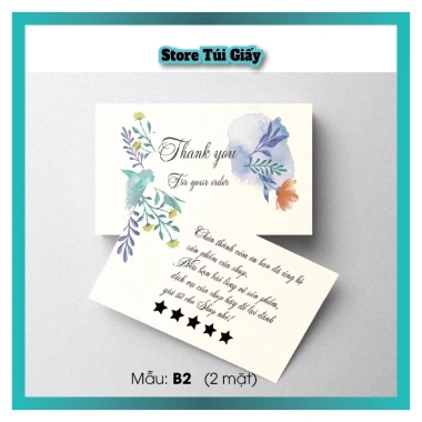 Thiệp Cảm Ơn Khách Hàng SET 50 Card Giấy Cứng Mẫu Cute In Màu Đẹp Rõ Nét Giá 10.000₫ 5