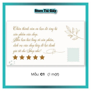 Thiệp Cảm Ơn Khách Hàng SET 50 Card Giấy Cứng Mẫu Cute In Màu Đẹp Rõ Nét Giá 10.000₫ 7