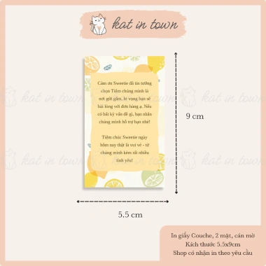 Thiệp Cảm Ơn Thank You Vàng Chanh 9x5.5cm Giấy Couche Cán Màng Mờ 2 Mặt - Giá 9.500đ