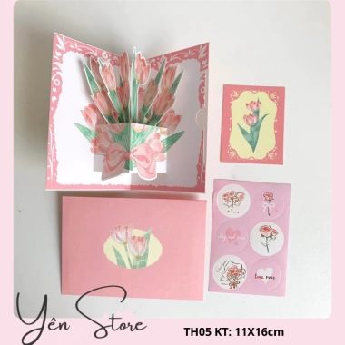 Thiệp chúc mừng 3D hình bó hoa - Nhân nhật, 20/10, 8/3, giá ưu đãi 27.000₫ 10 Thiệp chúc mừng 3D hình bó hoa - Nhân nhật, 20/10, 8/3, giá ưu đãi 27.000₫ 10