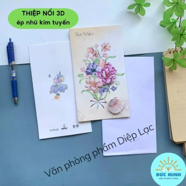 Thiệp chúc mừng 3D nổi ép kim tuyến - Mẫu mã thay đổi, giao ngẫu nhiên vpp Diệp lạc