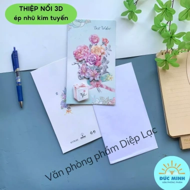 Thiệp chúc mừng 3D nổi ép kim tuyến - Mẫu mã thay đổi, giao ngẫu nhiên vpp Diệp lạc