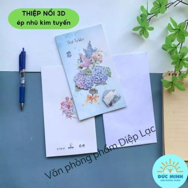 Thiệp chúc mừng 3D nổi ép kim tuyến - Mẫu mã thay đổi, giao ngẫu nhiên vpp Diệp lạc