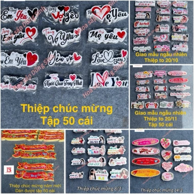 Thiệp chúc mừng 50 tờ - Banner 14/2, 8/3, 20/10, 20/11, sinh nhật, khai trương - Giá chỉ 35.000 VND