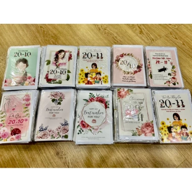 Thiệp chúc mừng kèm phong bì và hoa quà đa dịp 8/3 20/10 20/11 Noel Giáng Sinh - Sami Flower giá 6.800₫