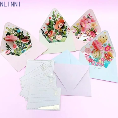 Thiệp chúc mừng Valentine NLINNI kèm phong bì hoa, dấu nóng, Bưu thiếp 3D lãng mạn 62.640 VND