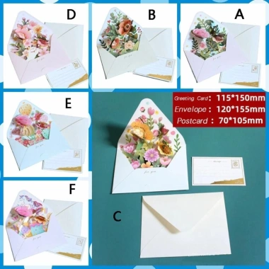 Thiệp chúc mừng Valentine NLINNI kèm phong bì hoa, dấu nóng, Bưu thiếp 3D lãng mạn 62.640 VND