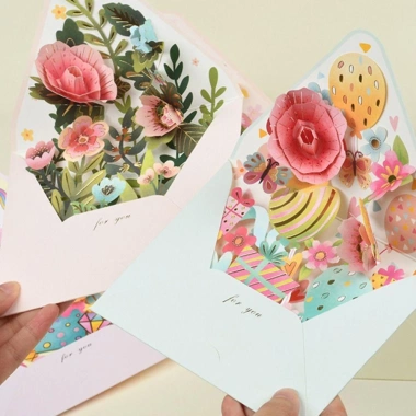 Thiệp chúc mừng Valentine NLINNI kèm phong bì hoa, dấu nóng, Bưu thiếp 3D lãng mạn 62.640 VND