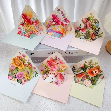 Thiệp chúc mừng Valentine NLINNI kèm phong bì hoa, dấu nóng, Bưu thiếp 3D lãng mạn 62.640 VND