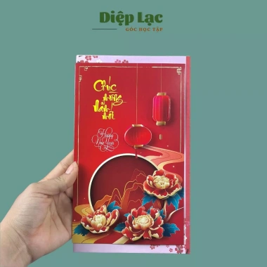 Thiệp chúc Tết Hoa Nở 3D Sang Trọng kèm phong bì + lời chúc - chỉ 38.070đ