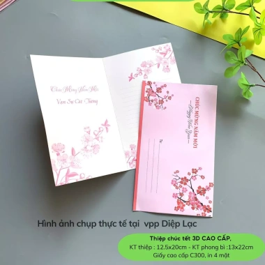 Thiệp chúc Tết Hoa Nở 3D Sang Trọng kèm phong bì + lời chúc - chỉ 38.070đ