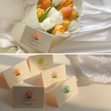 Thiệp Đính Hoa Nhựa Handmade - Quà 14/2,8/3,Noel Giá 14.850đ Sami Flower