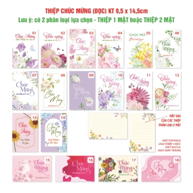 Thiệp đơn COMBO Chúc Mừng Quà Tặng 9,5x14,5cm BO1 - Giá 25.000đ