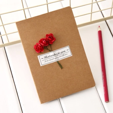 Thiệp Giấy Handmade Kraft Vintage Hoa Khô HAPPI 17x11cm - Hai Bông, Giá 8.900₫