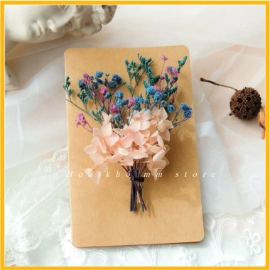 Thiệp Giấy Vintage Handmade Gắn Hoa Khô Kraf Trắng – Sinh nhật, Valentine, 8/3, Giá 35.000đ 3