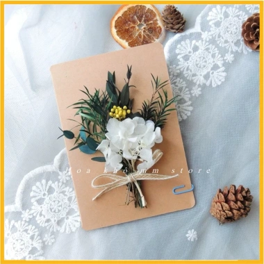 Thiệp Giấy Vintage Handmade Gắn Hoa Khô Kraf Trắng – Sinh nhật, Valentine, 8/3, Giá 35.000đ 6